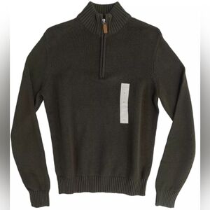 St John's Bay 1/4 Zip Knit Viking Brown Mens  Sweater Size S NWT MSRP $50